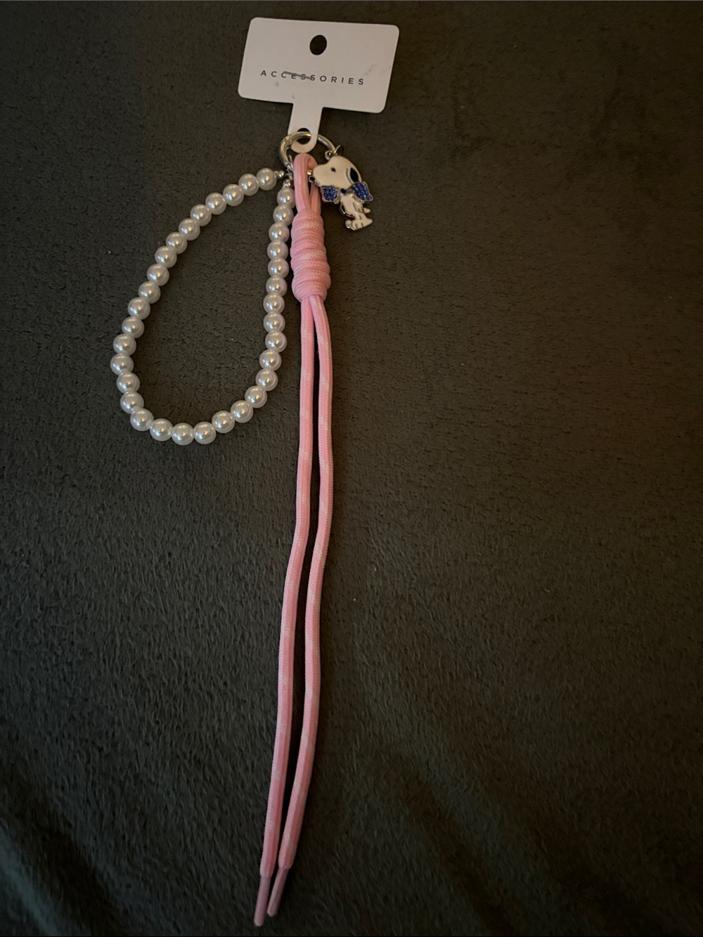 Snoopy Accessorize Pink Pearl Loop Wrist / Keyring Bag Charm